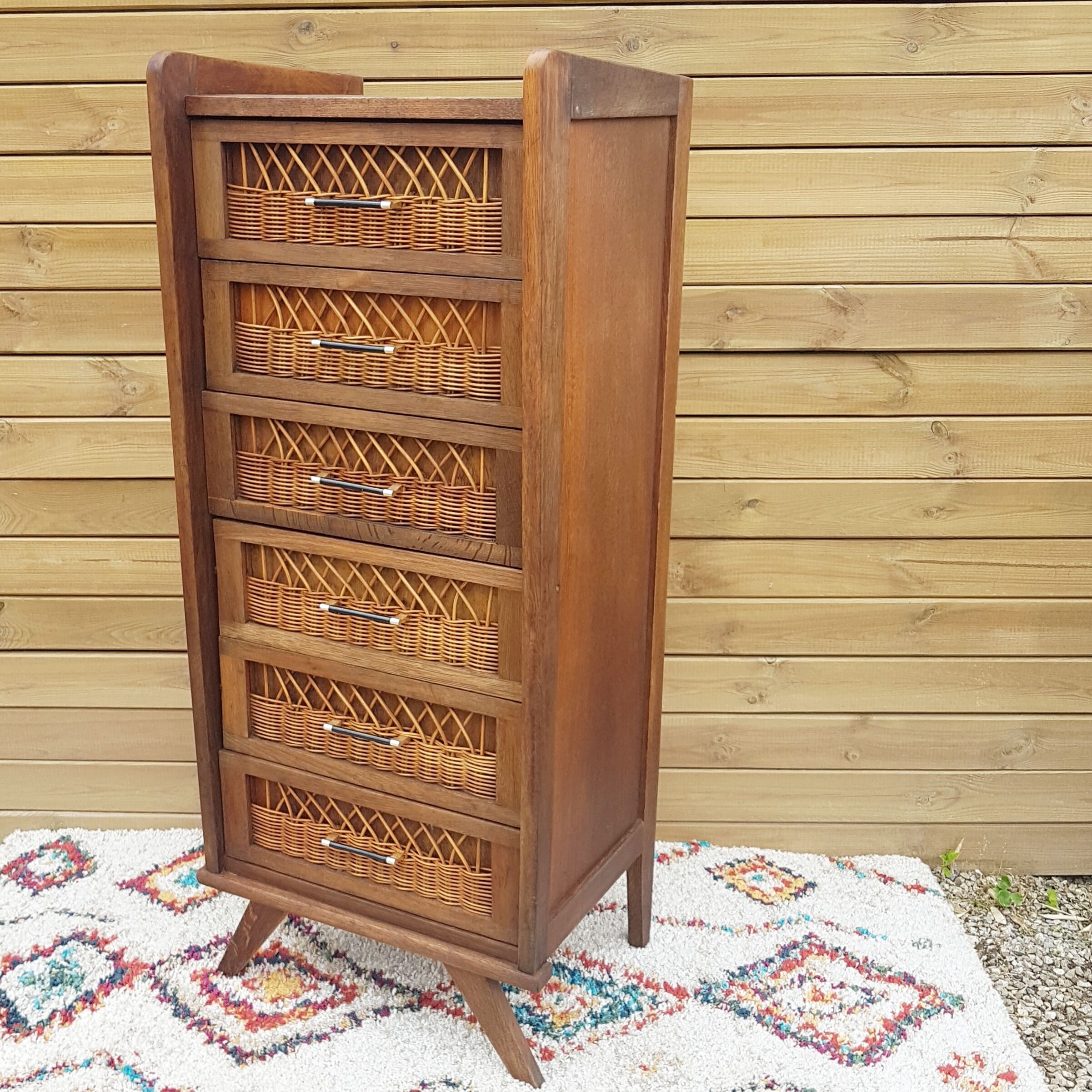 Chiffonnier in rattan foot compass 50