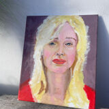 Painting of a blonde woman / oil on canvas