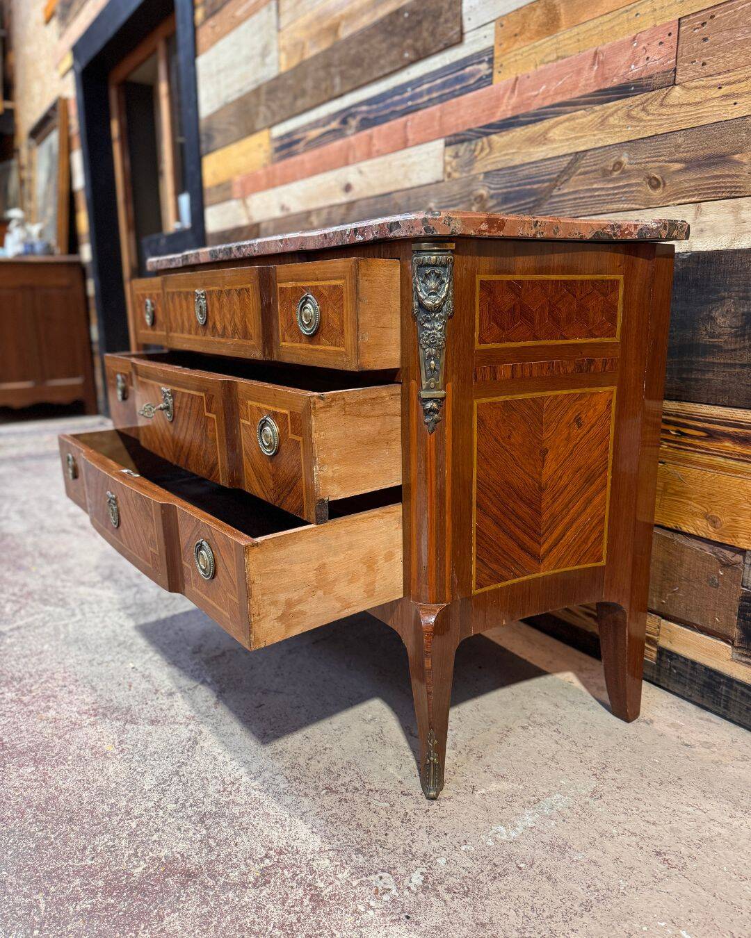 Transitional Louis XV / Louis XVI style chest of drawers