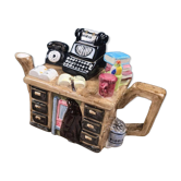 Fancy teapot Retro desk telephone & typewriter