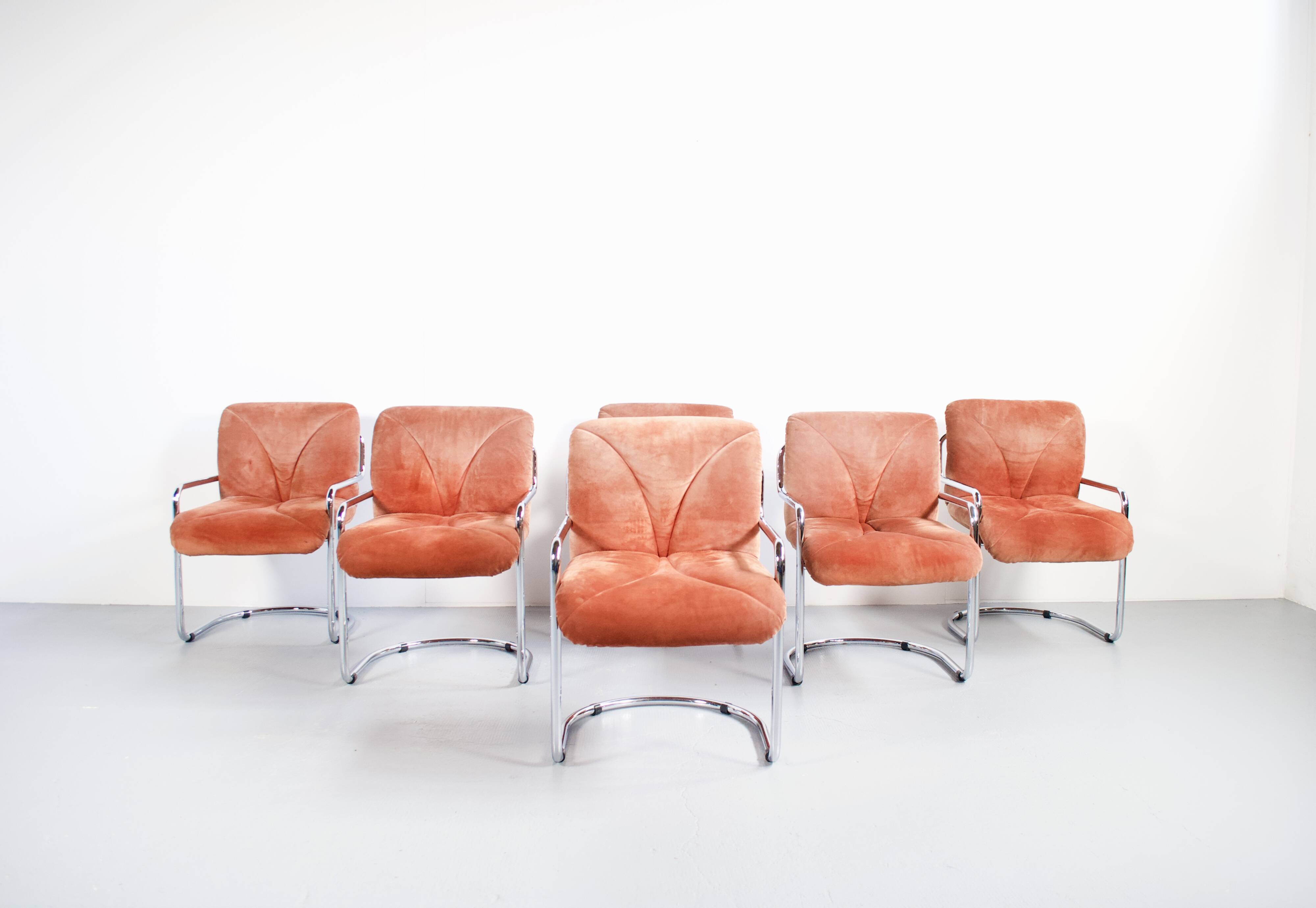 Set of 6 armchairs by Guido Faleschini, 1970s, Mariani Italia, publisher