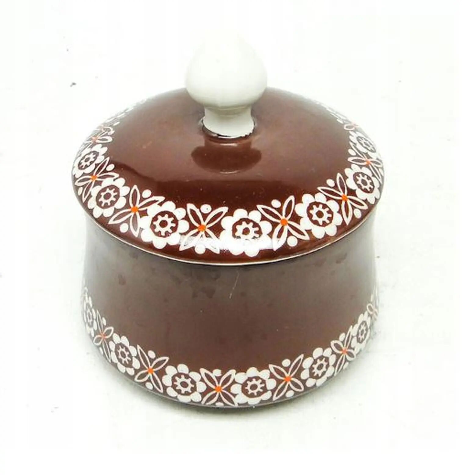 Sugar bowl, burgundy ceramic, Wałbrzych, Poland, 1960s