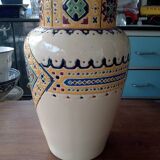 Ceramic vase decorated with multi-colored enamels