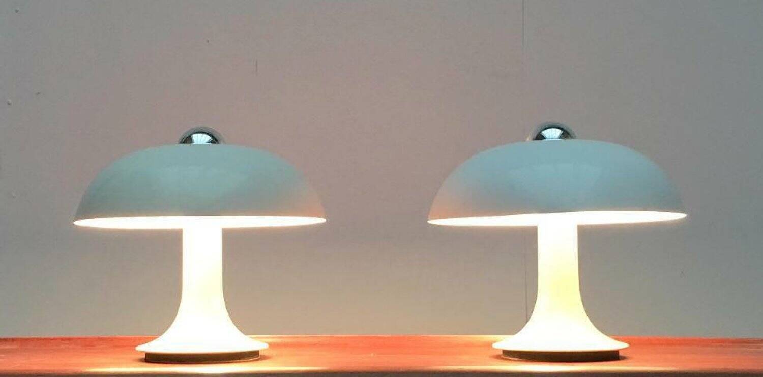 Mid-century German mushroom table lamp from the Space Age, by Kontakt-Werkstätten / Staff, 1960s, set of 2.