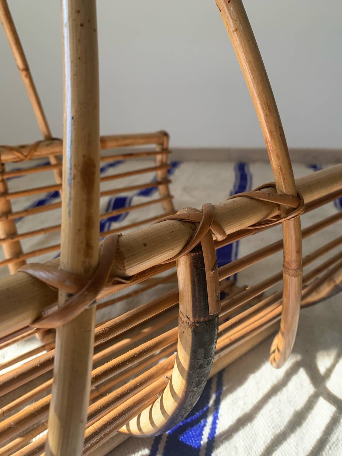 Vintage rattan log holder