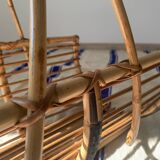 Vintage rattan log holder