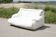 Vintage 70s sofa, foam and white fabric.