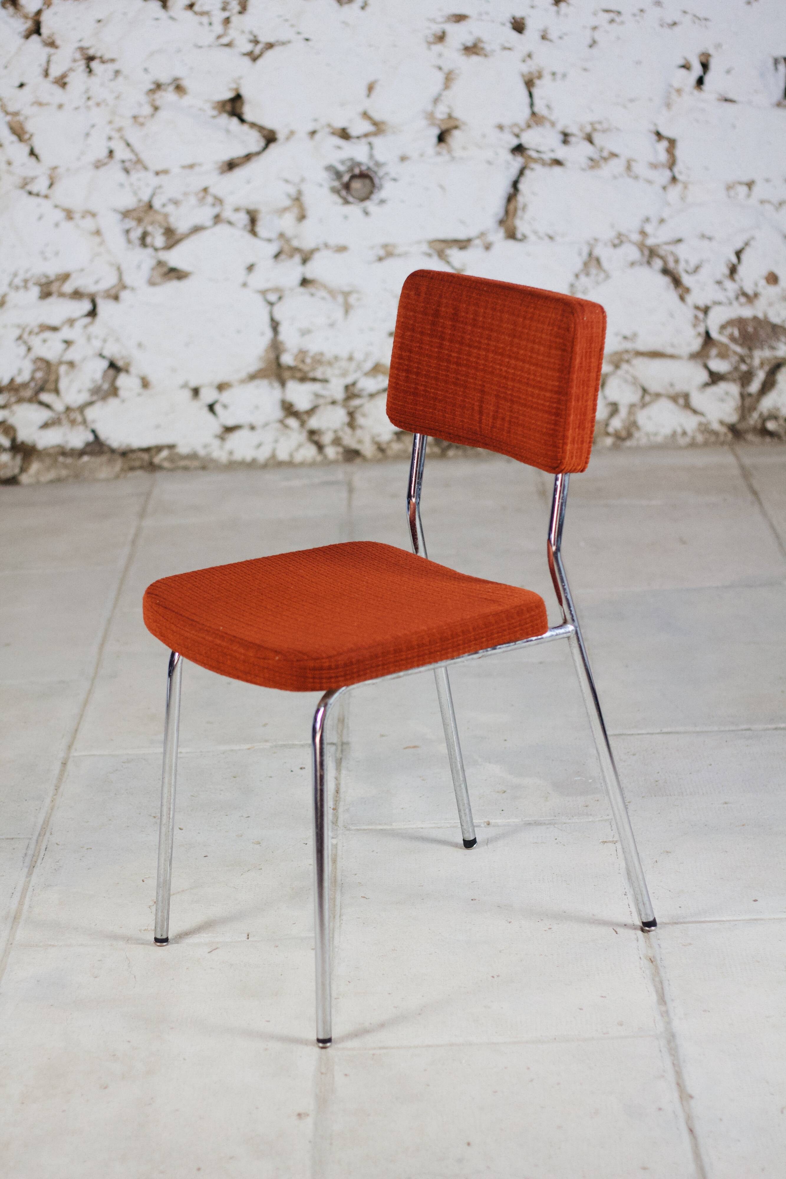 Vintage orange velvet chair, 1970