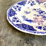 Plat rond et creux Gien en faïence émaillée blanche et bleue
