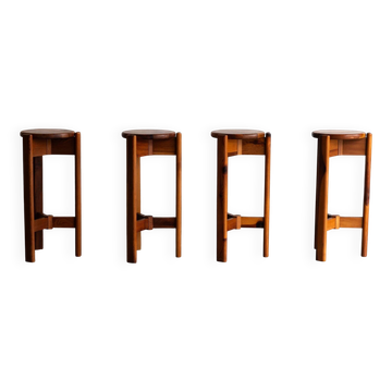 Ensemble de 4 tabourets de bar, design français, années 1970