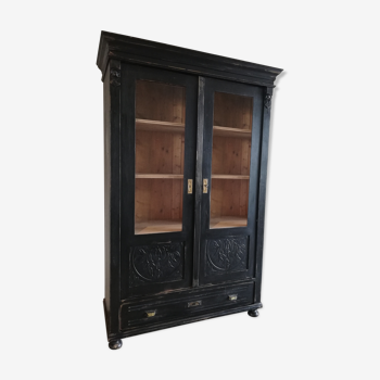 Parisian glazed wardrobe, Vintage painted showcase library