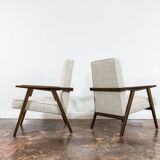 Paire de fauteuils beiges vintage 1960