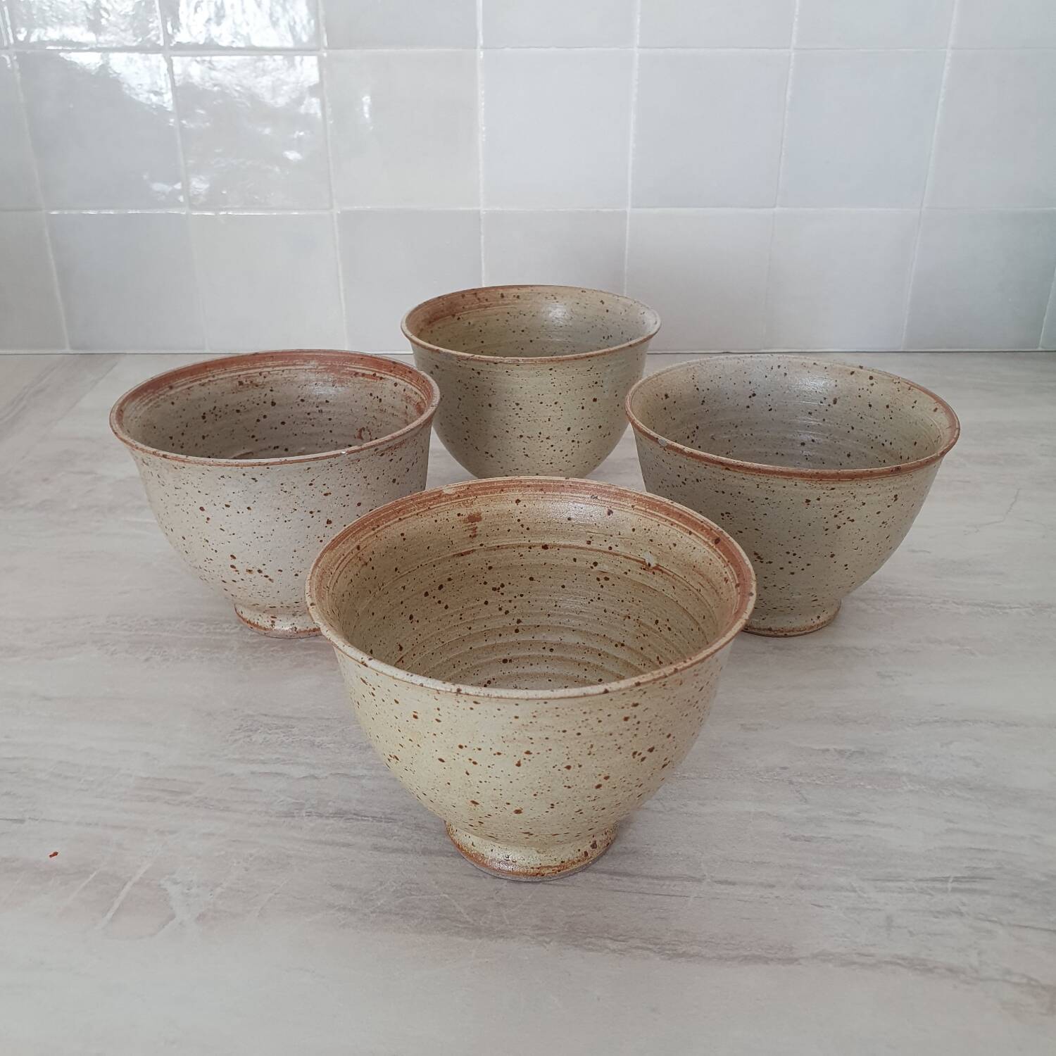 Set of 4 Large Pyrite Stone Bowls