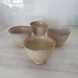 Set of 4 Large Pyrite Stone Bowls