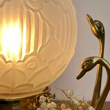 Vintage art deco globe table lamp in frosted glass