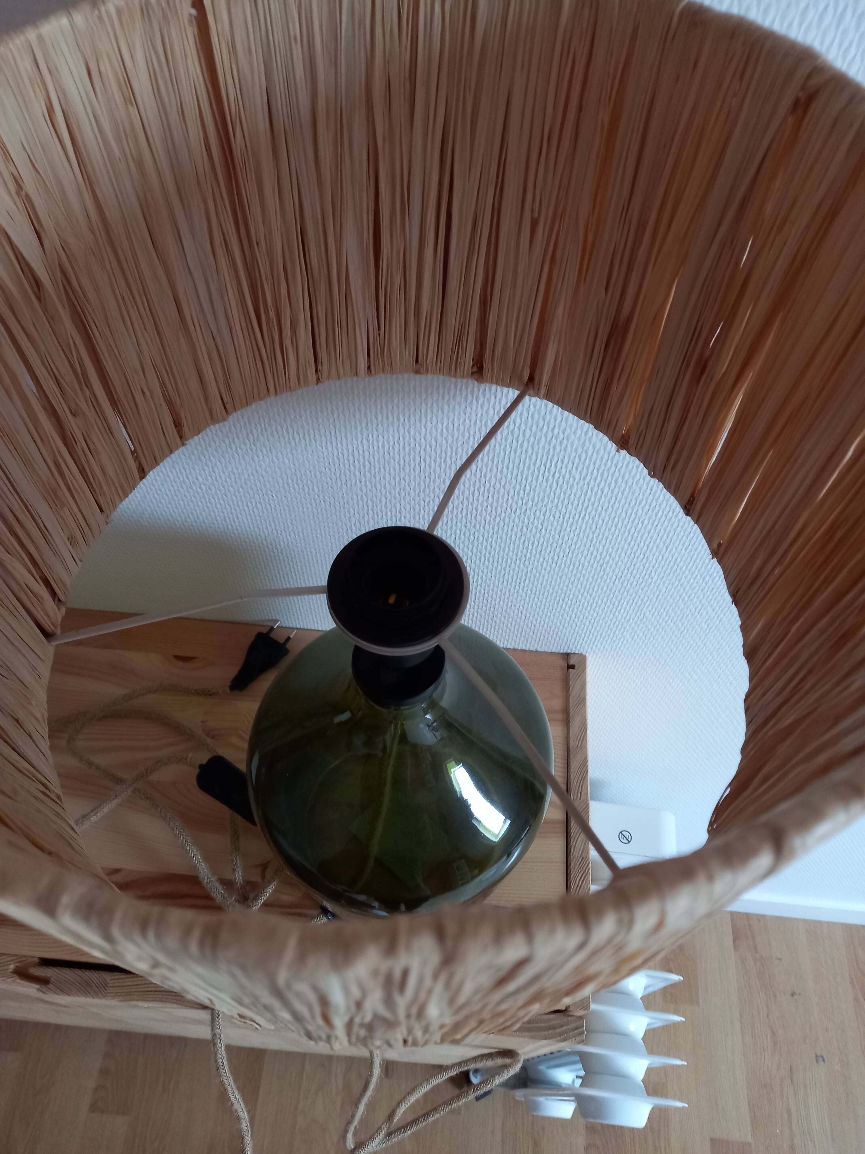 Lampe dame Jeanne / Abat jouren jute