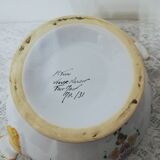 Hand-painted old Rouen earthenware soup tureen