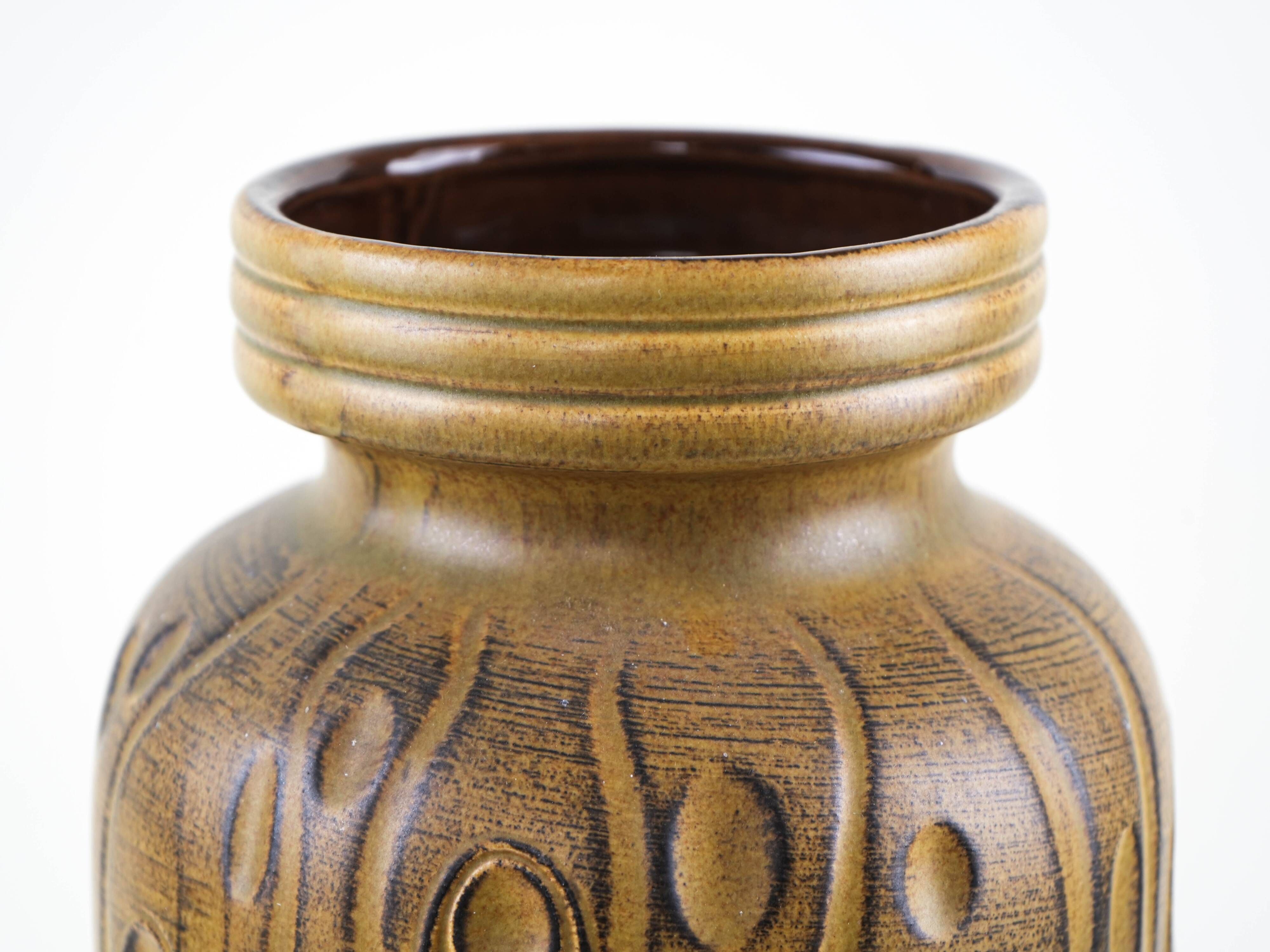 West German Fat Lava ceramic vase, glazed relief surface, 1970s