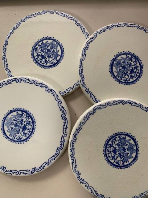 4 Rouen 1932 model bottle coasters in earthenware