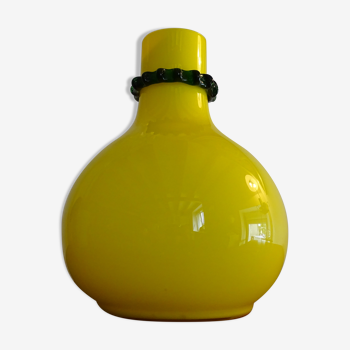 Vase boule verre murano jaune citron