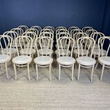 Set of 24 bistro chairs Thonet light curved wood & Skai GO IN Germany
