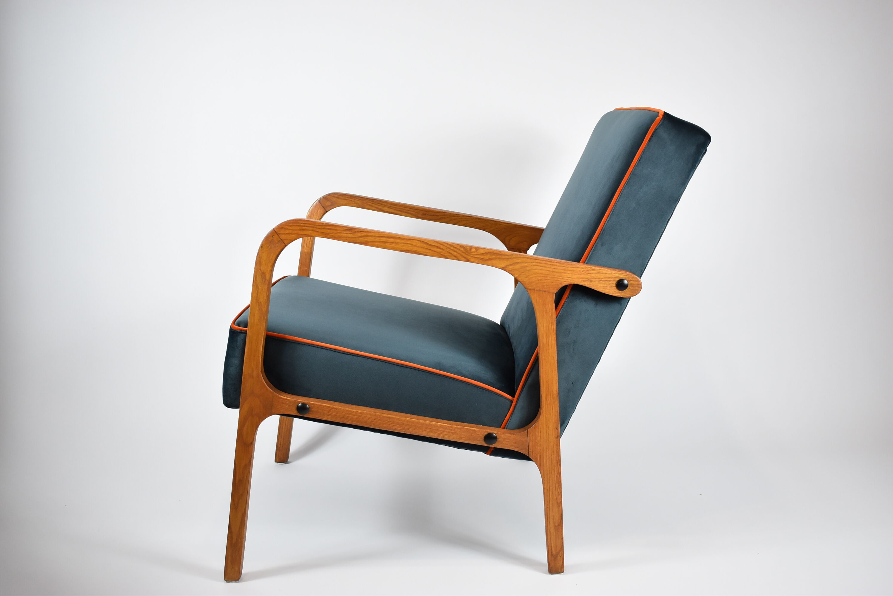 Restored vintage armchair model 04-b, 1970s, dark ocean green