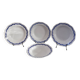 4 soup plates white background, blue decor l'Amandinoise 2586