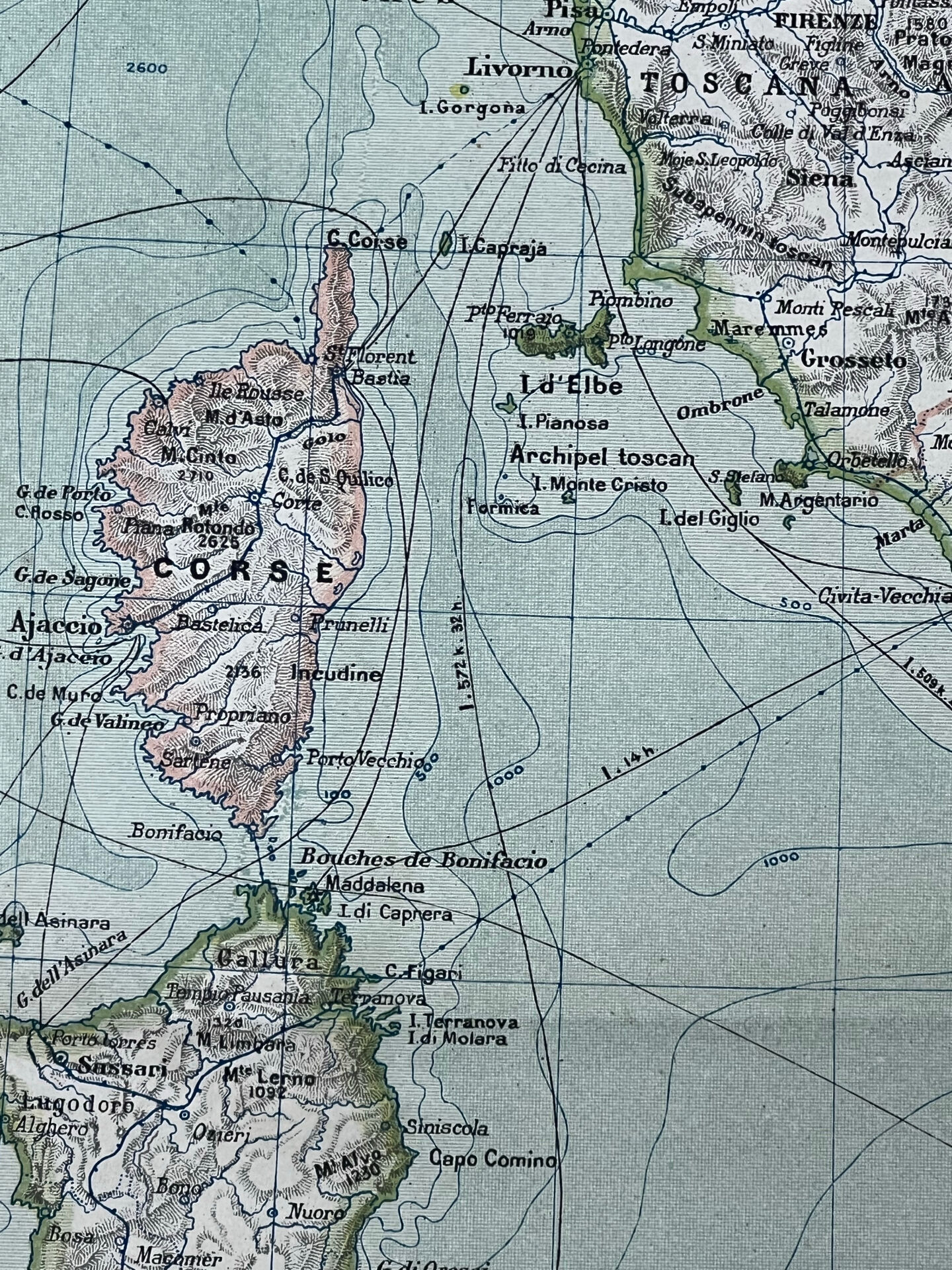 Original map of Italy 1905 - 37.5x48cm