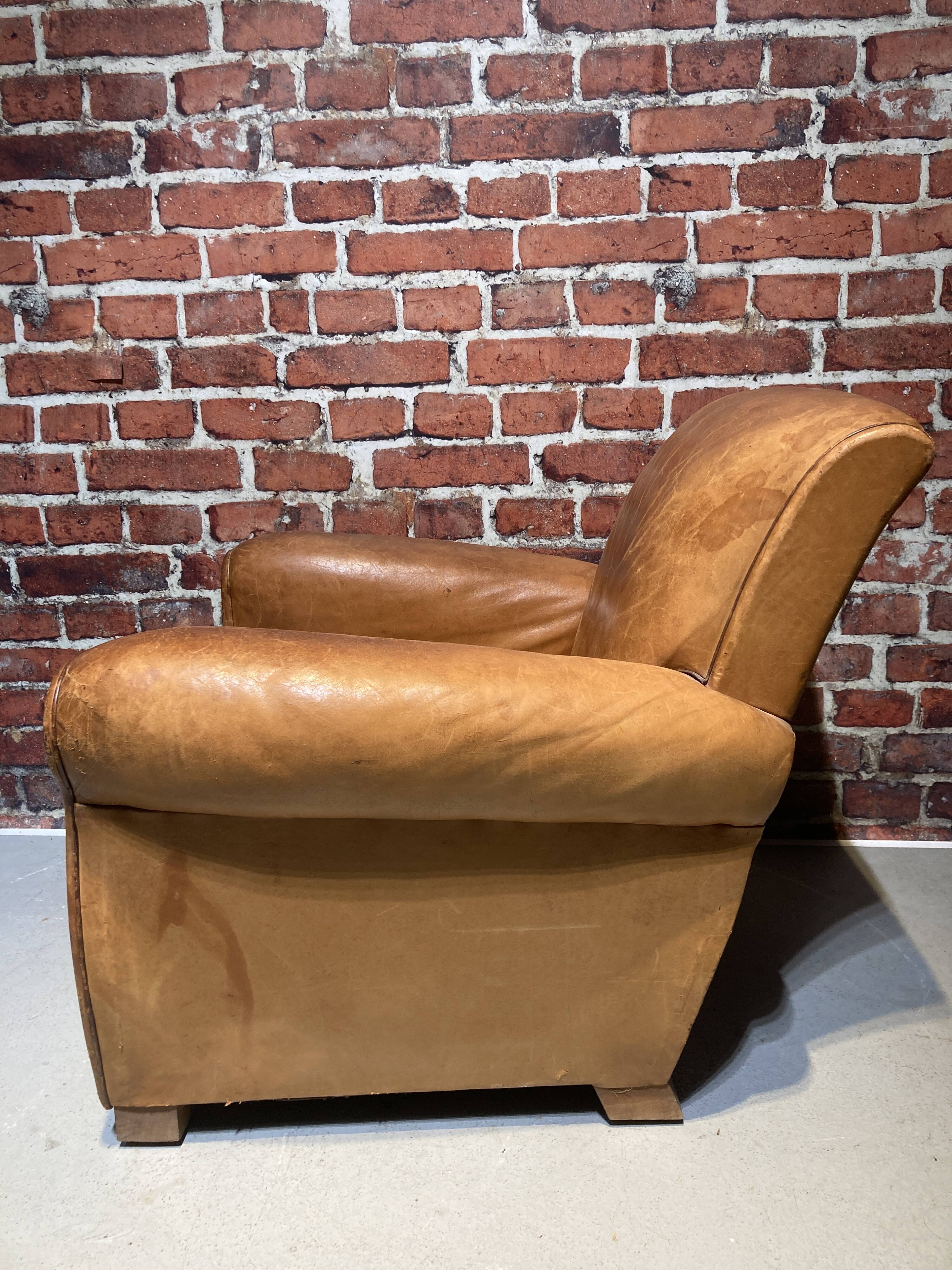 Brown leather armchair
