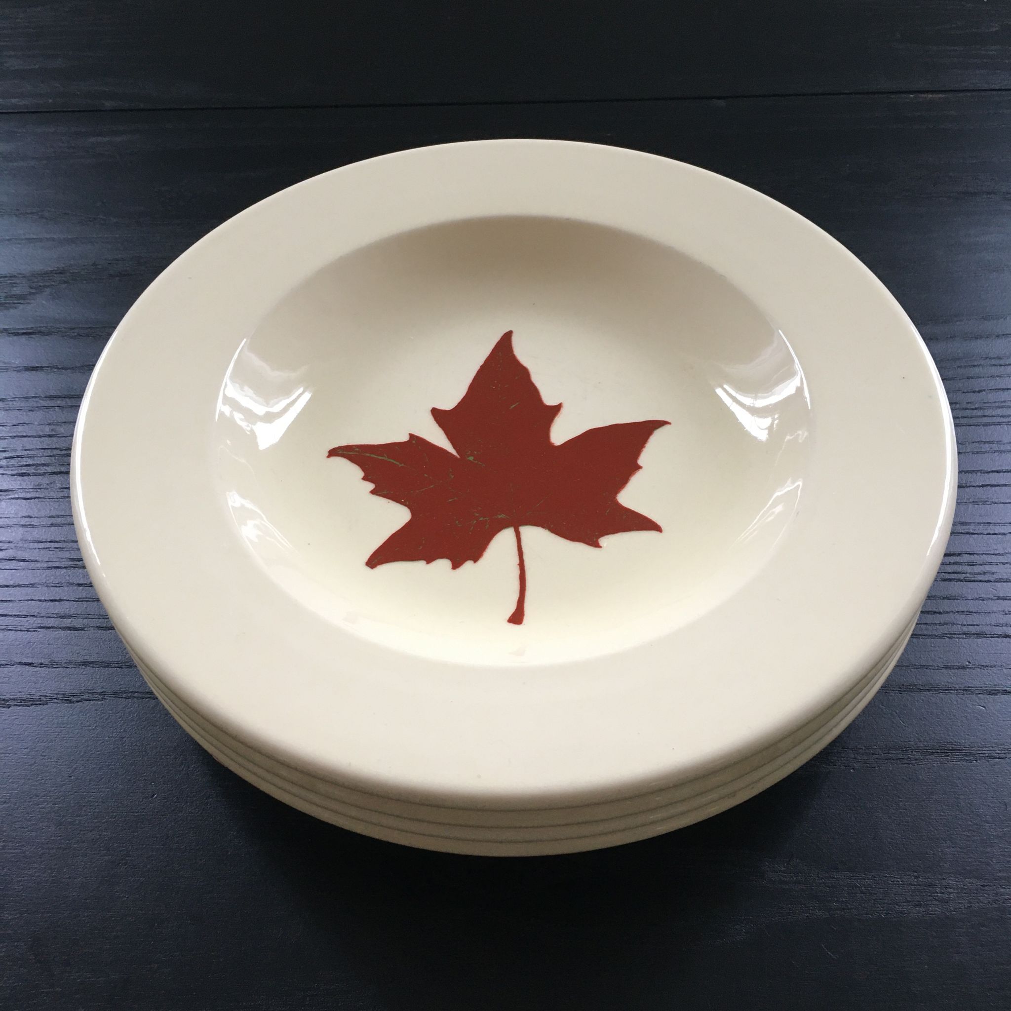 Lot 4 assiettes décor feuille