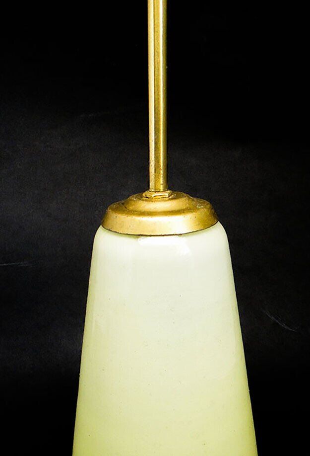 Mid-century pendant lamp in glass and brass, 1950s