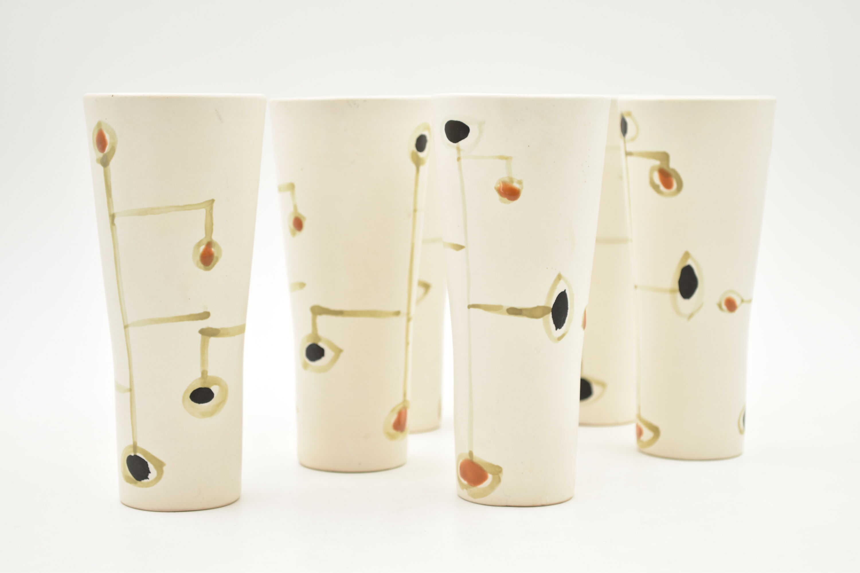 Set of six vintage ceramic glasses