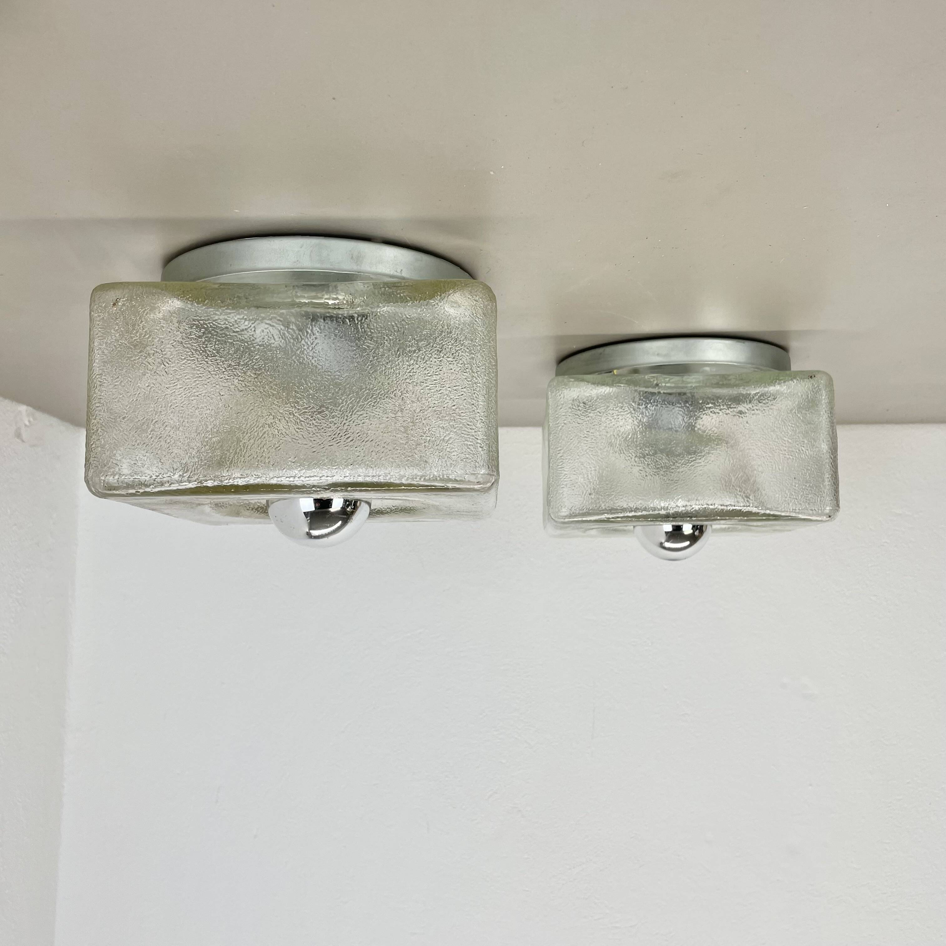 set of 2 CUBIC Ice Glass Ceiling Light, by J. T. Kalmar Lights, Austria