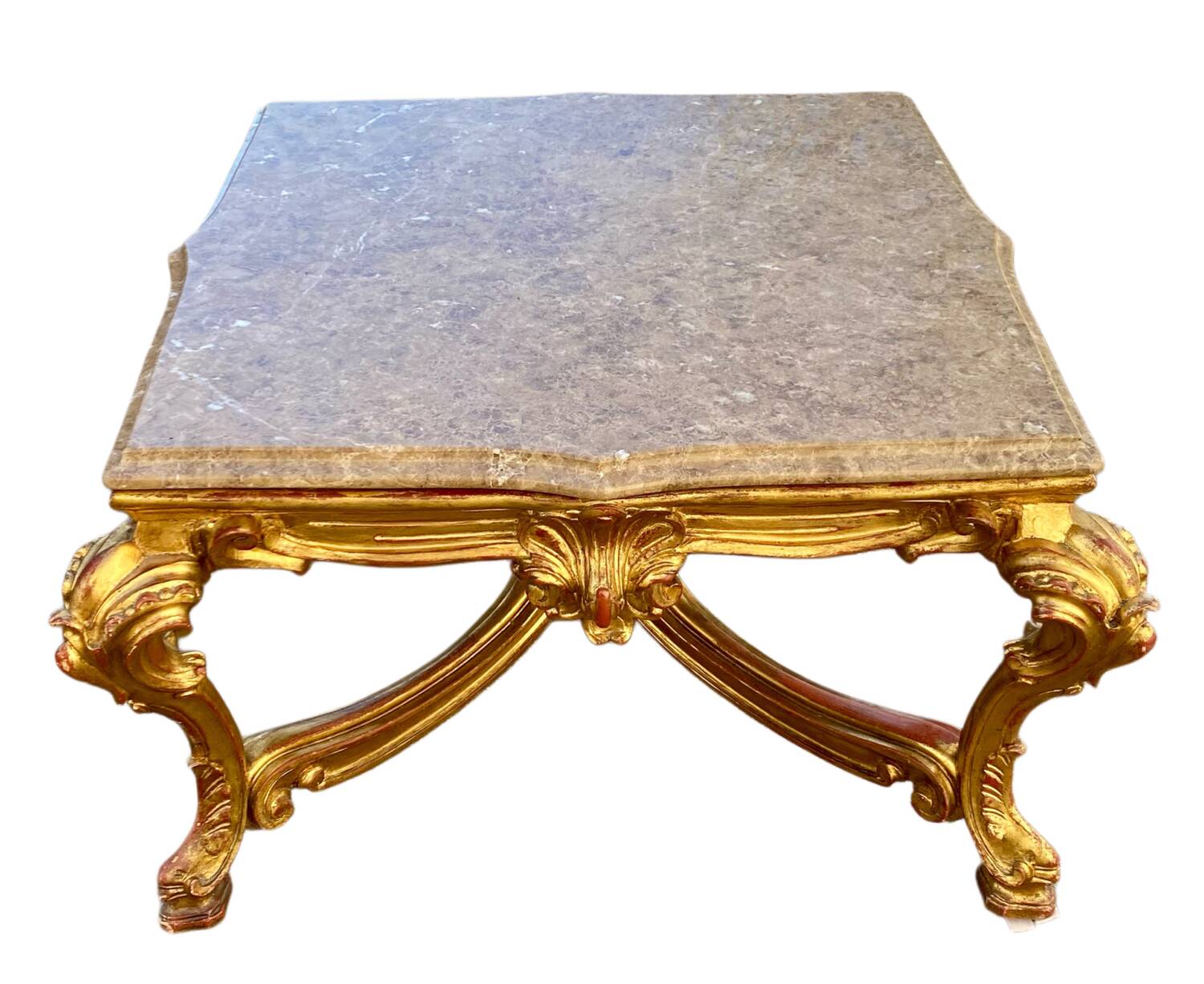 Table de milieu en bois doré table basse Louis XVI
