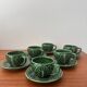 Lot de 6 tasses à café vintage en barbotine chou vert – faïence vintag