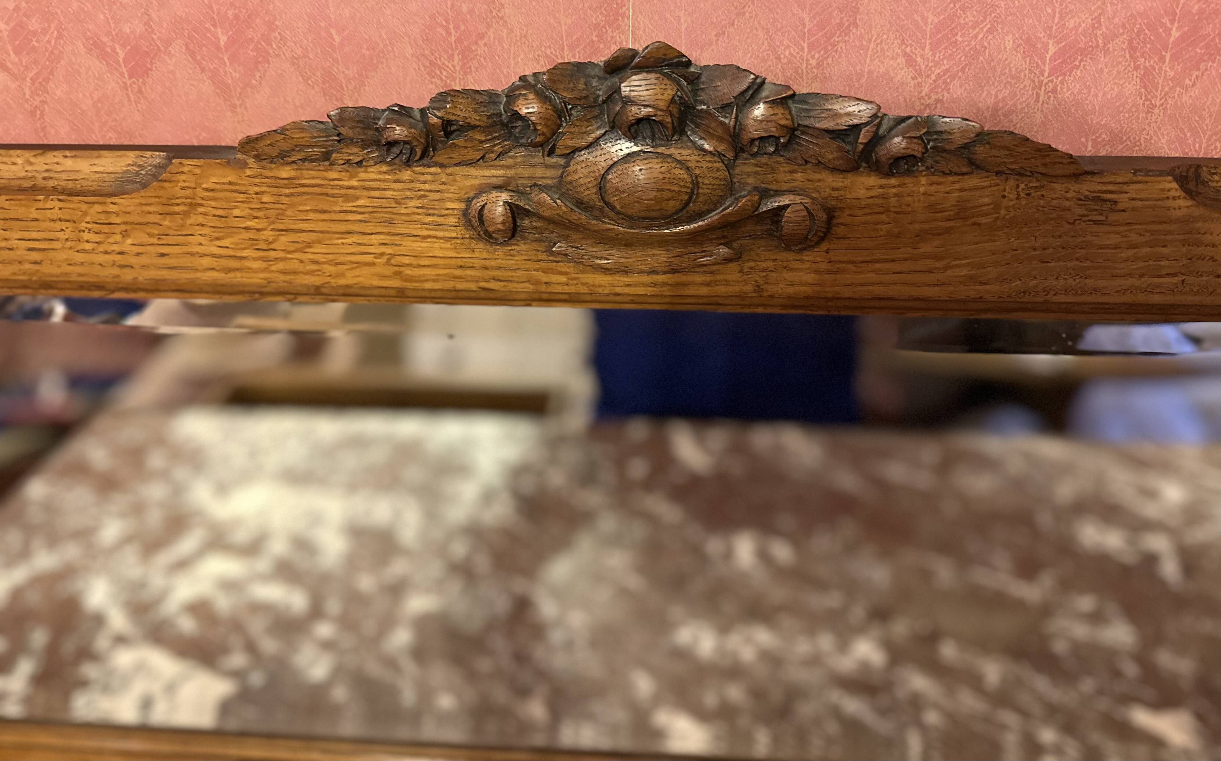 Art Deco sideboard with solid wood mirror and marble top