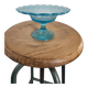 Plate on blue glass pedestal
