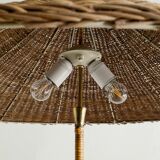 Finnish Mid Century Rattan Floor Lamp by Paavo Tynell for Itsu, 1940s