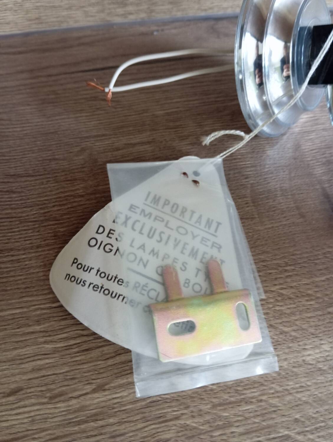 Vintage silver metal wall light and perpex corolla