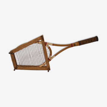 Raquette de tennis ancienne avec sa presse en bois années 50-60
