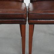 Comfortable set of 2 sheep leather dining chairs with character