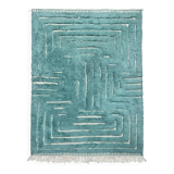Moroccan Berber rug Beni Ouarain emerald blue 3x2.12m