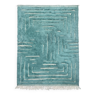 Moroccan Berber rug Beni Ouarain emerald blue 3x2.12m