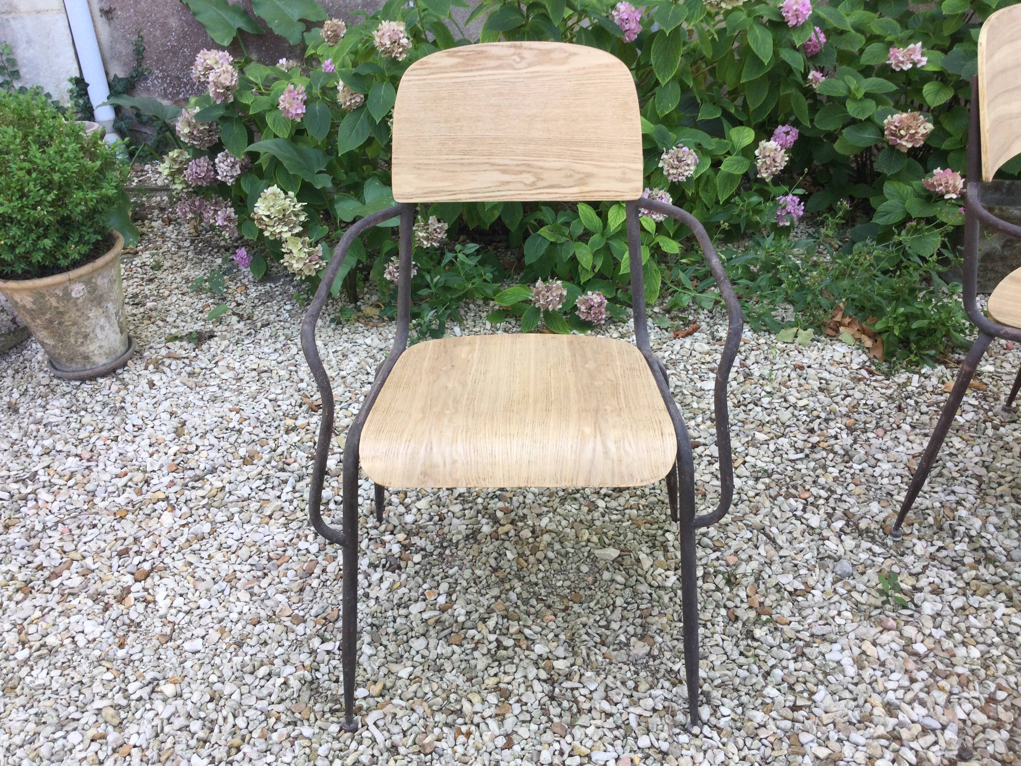 Lot de 6 chaises bois et fer