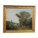 Oil on canvas painting characters on a country road