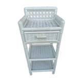 Bamboo shelf and loose white rattan