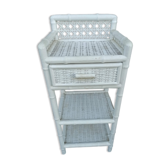 Bamboo shelf and loose white rattan