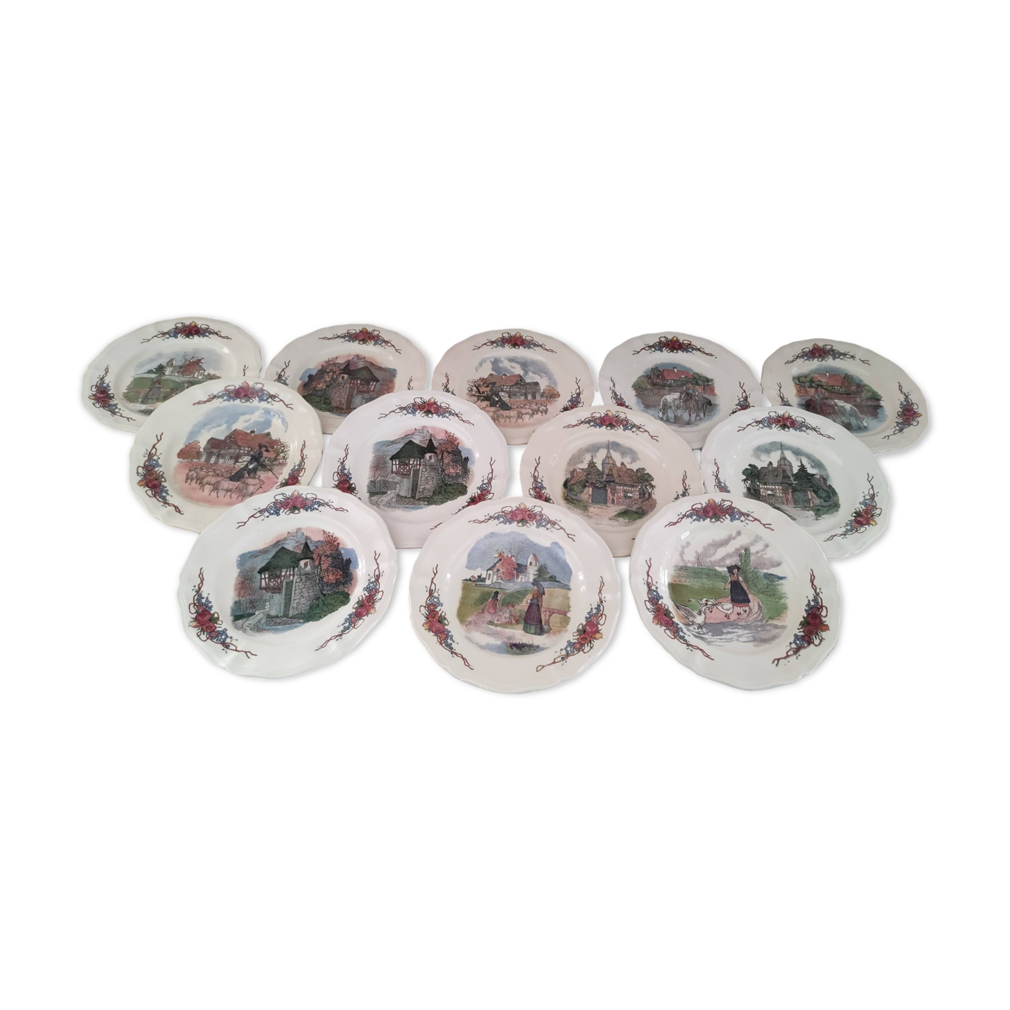 Lot de 12 assiettes à dessert Sarreguemines modèle Obernai