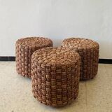 Three vintage rope stools