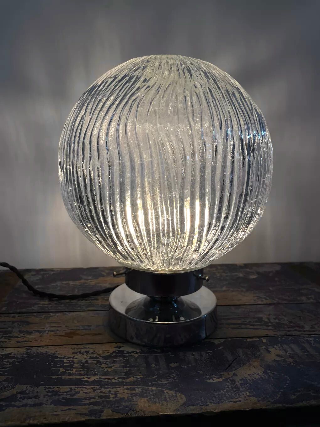 Table lamp glass and chrome